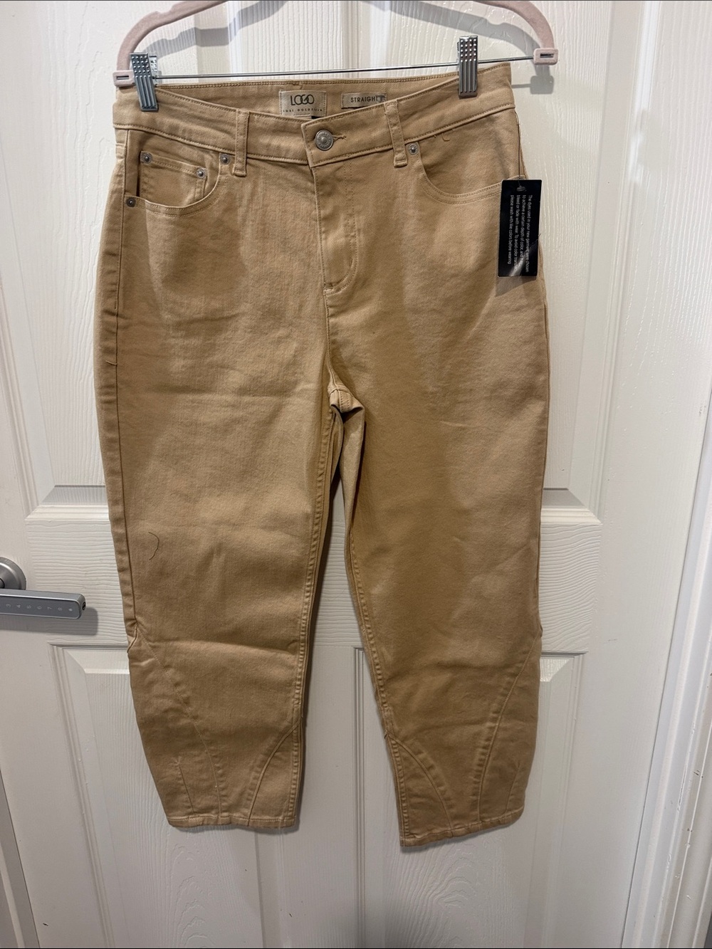 LOGO by Lori Goldstein Slim Straight Jeans in Tan